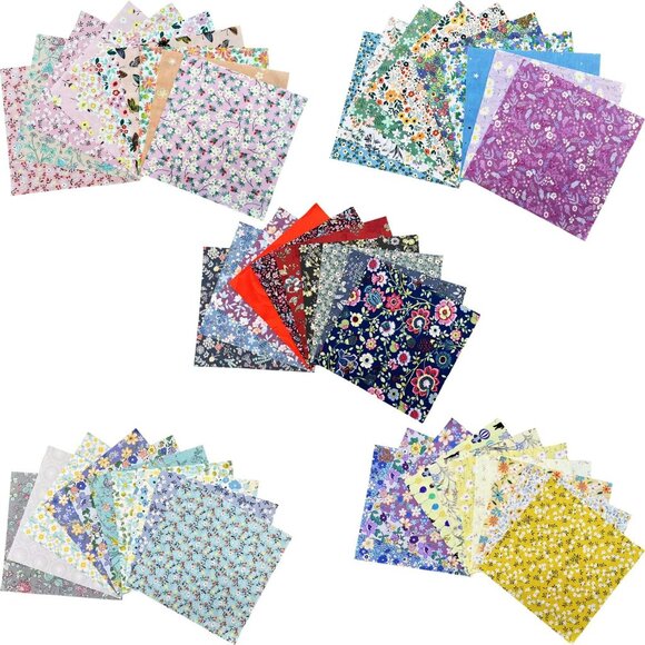 50PCS 10x10 Inch Floral Cotton Fat Quarters for Sewing and Quilting Projects - Picture 3 of 9